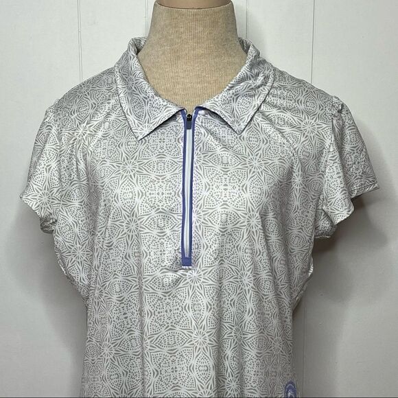 Athleta White Starfruit Gravity Polo CoolTouch Golf Tennis Shirt Womens Large - Picture 2 of 7